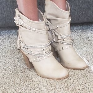 Tan and Silver Sparkly Boots